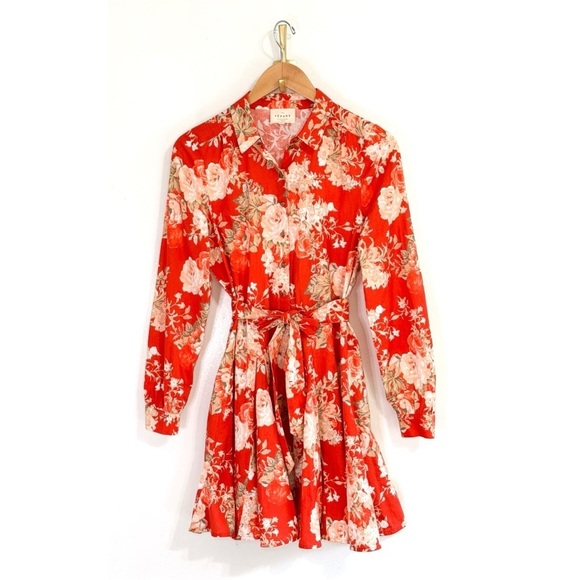 NWOT Sezane Floral Mini Linen-Blend Sol Shirt Dress - Picture 2 of 7